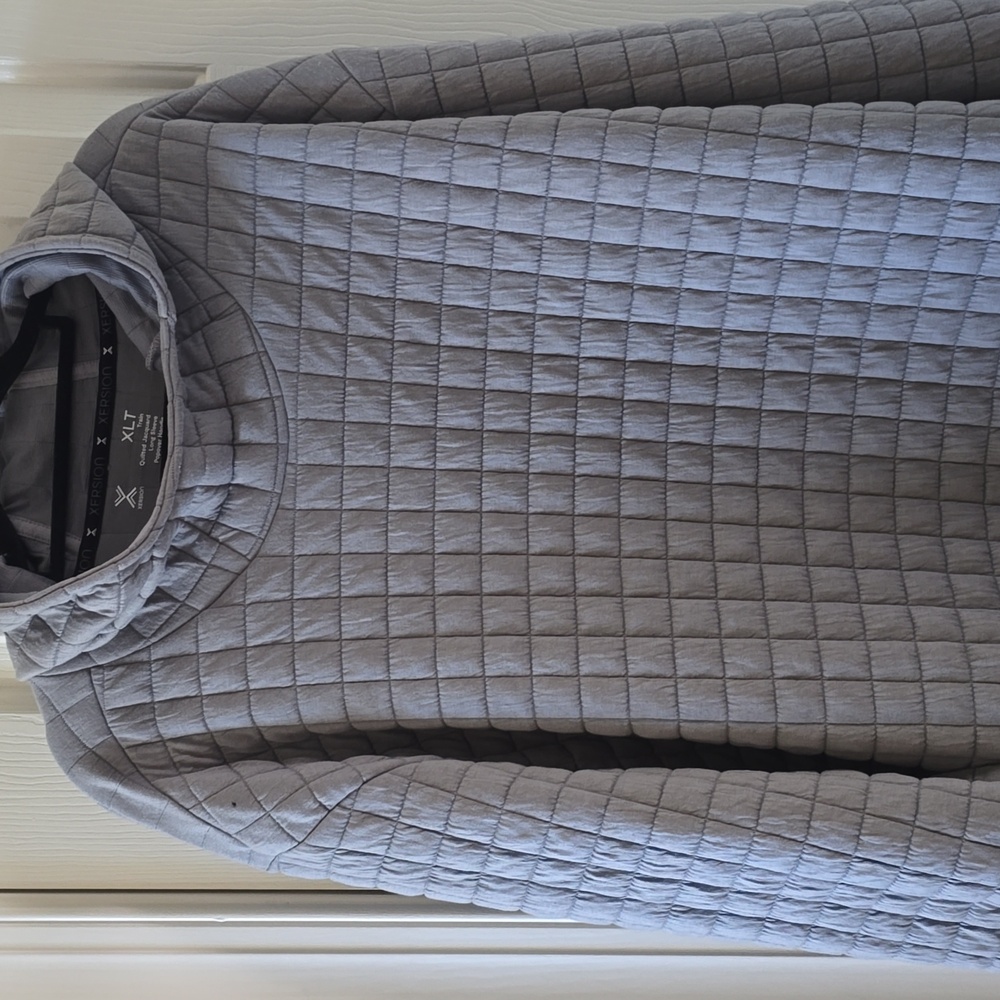XERSION BRAND MEN'S BIG AND TALL GRAY LING SLEEVES QUILTED HOODIE SIZE XLT